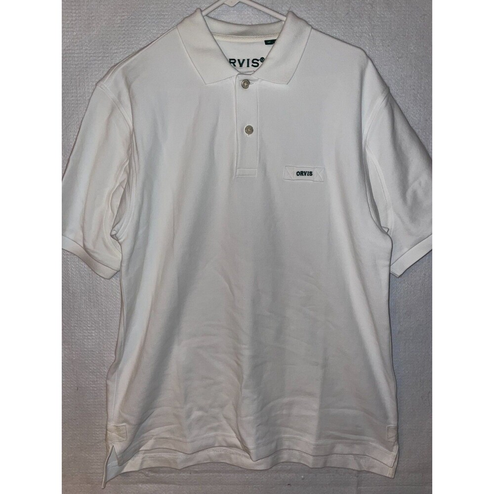 Orvis Signature Polo Short Sleeve Shirt Men's M White Heavy Cotton
